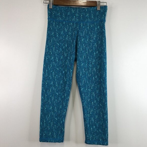 adidas Pants - Adidas Climalite Print Blue Green Cropped Leggings Size S